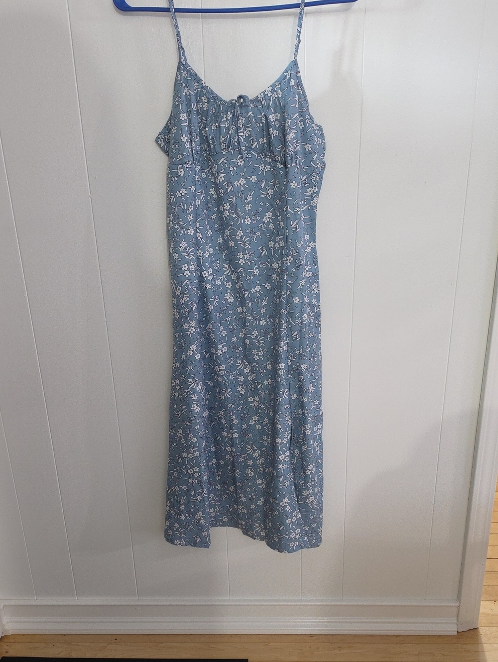 Blue Floral Spaghetti-Strap Sundress